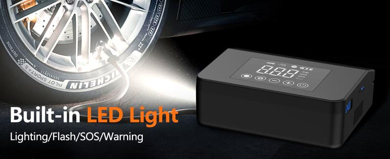 【Hieha】 New Year Gift: 2026 Tire Portable Air Compressor & Car Jump Starter& Portable Power Bank Charger, 3 in 1, 8000mAh 0-150 PSI for Car, Motorcycle, Bike, Balls, Motorboat, Tablet PC, Phones and LED/SOS Light