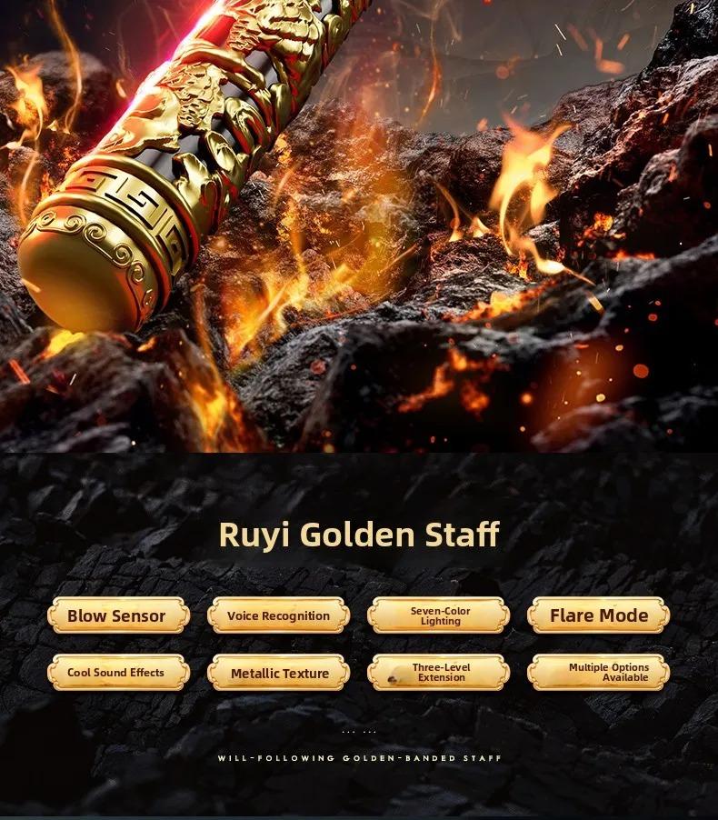 Monkey King Golden Hoop Staff Toy, Voice Controlled Glow Sword for Boys, Kids Retractable Magic Toy