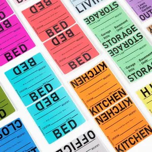 ROOMEEZ Moving Box Labels - Color Coded Labeling Stickers for Moving, Storage, Professional Relocation, & Military Moves