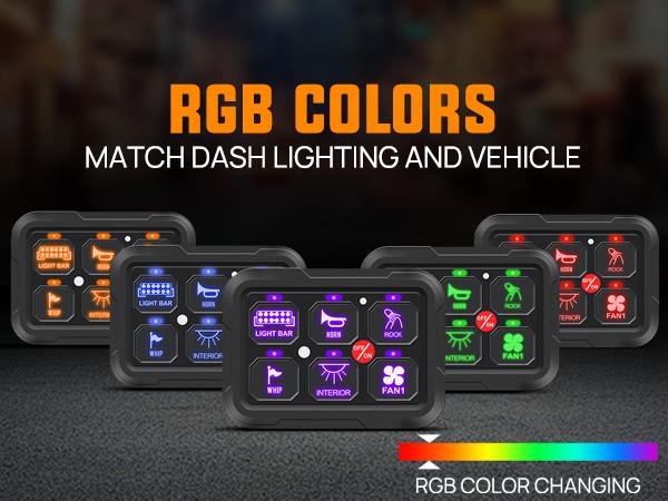 Nilight 6 Gang Switch Panel 12V 24V Universal Circuit Control Relay System with RGB Backlight APP Fuse Wiring Harness Automatic Dimmable ON Off LED Switches Pod for Car Pickup Truck Camper SUV