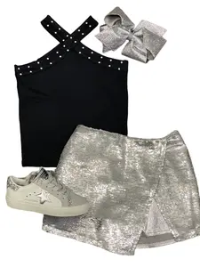 Silver Sequin Skort