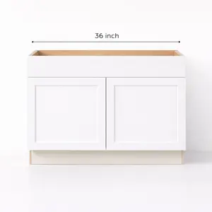 36” White Shaker Vanity Base – Flat-Pack – No Drawers (Taller) 36 x 34 x 21 cabinets