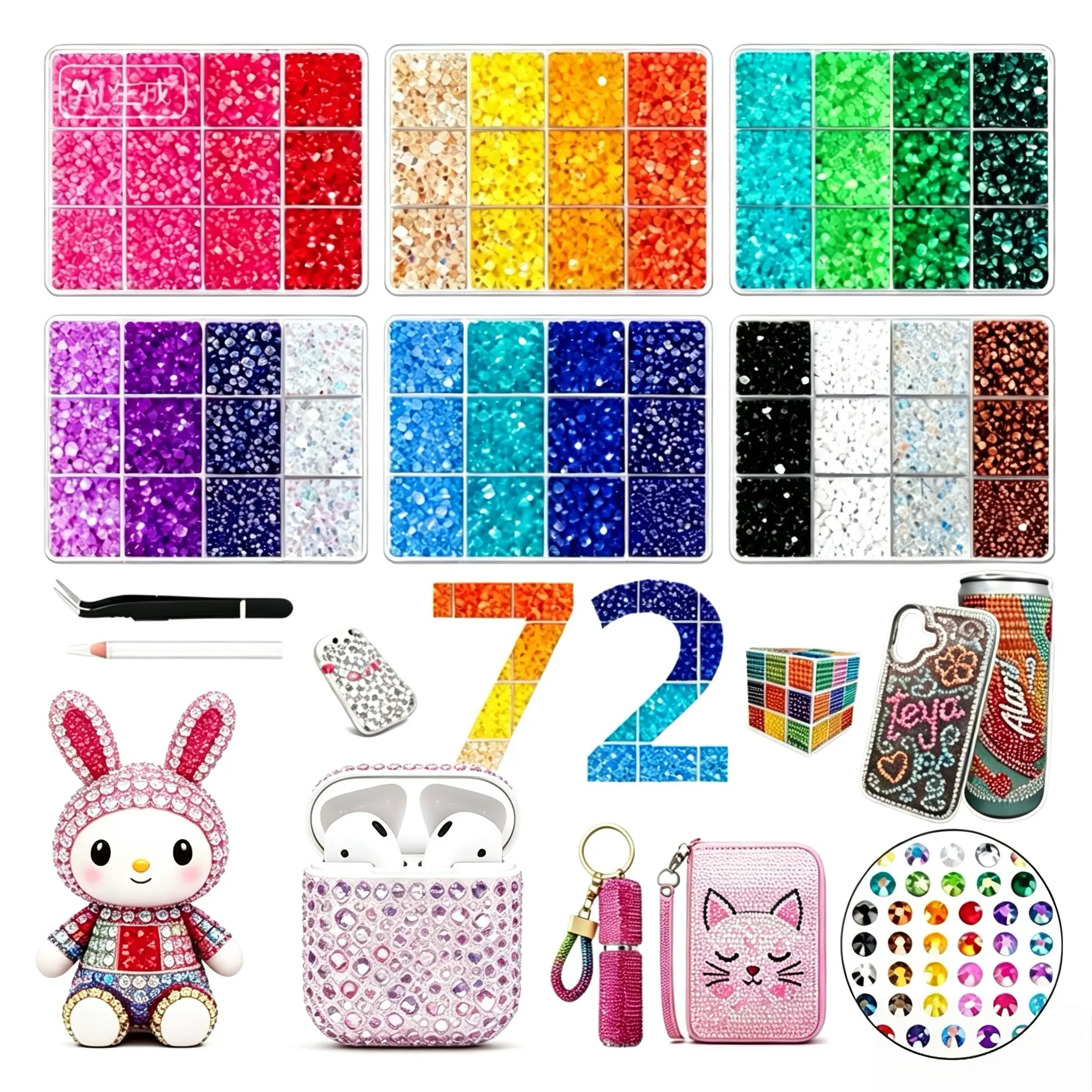 72000Pcs 72Colors 3mm Jelly Flatback RhinestonesBedazzling Kit with Nail Art, Shoes & DlY Diamond Art, DIY Craft Set for Nail Art & Shoes, Ultimate Creative Gift for Her,makeup, and DIY decorations, includes storage box,deals for you