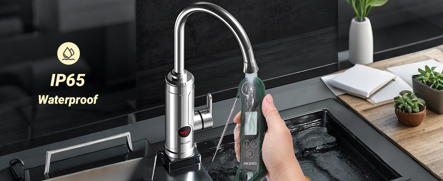 INKBIRD Instant Read Meat Thermometer, Waterproof Kitchen Thermometer,±0.5℉ Accuracy, Large Screen, for Cooking, Grill, BBQ, Brewing