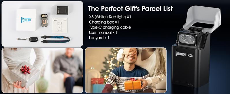【Big Savings】WUBEN X3 Premium Edition EDC Flashlight, 180° Rotating Head, 3000mAh Rechargeable Charging Box, Magnetic Keychain Light with 10 Modes for Camping / Outdoor / outdoorfun, Holiday Gifts Christmas New Year