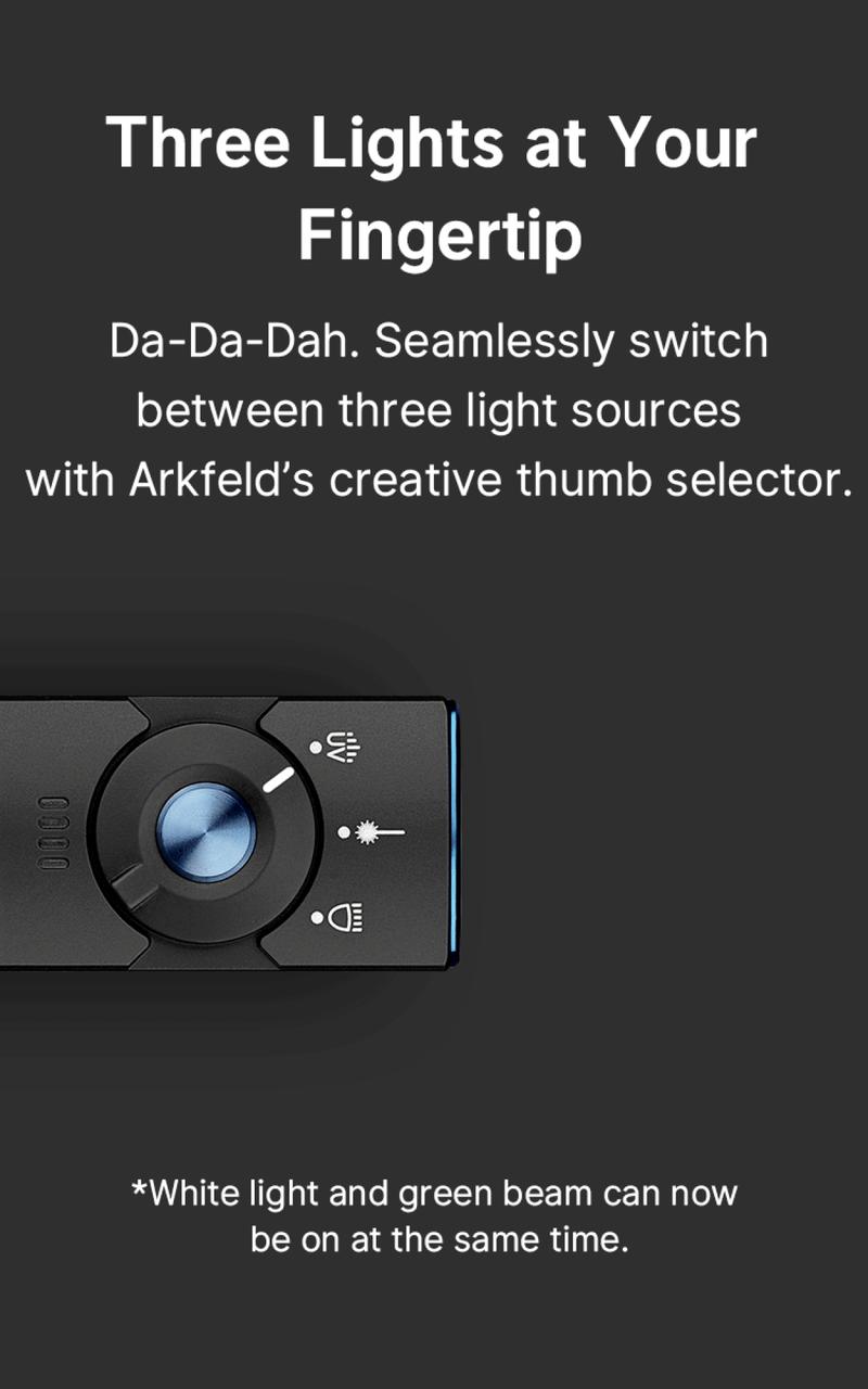 OLIGHT Arkfeld Pro Rechargeable EDC Flashlight with Green Beam, UV Light and White LED Combo, 1300 Lumens Pocket Lights