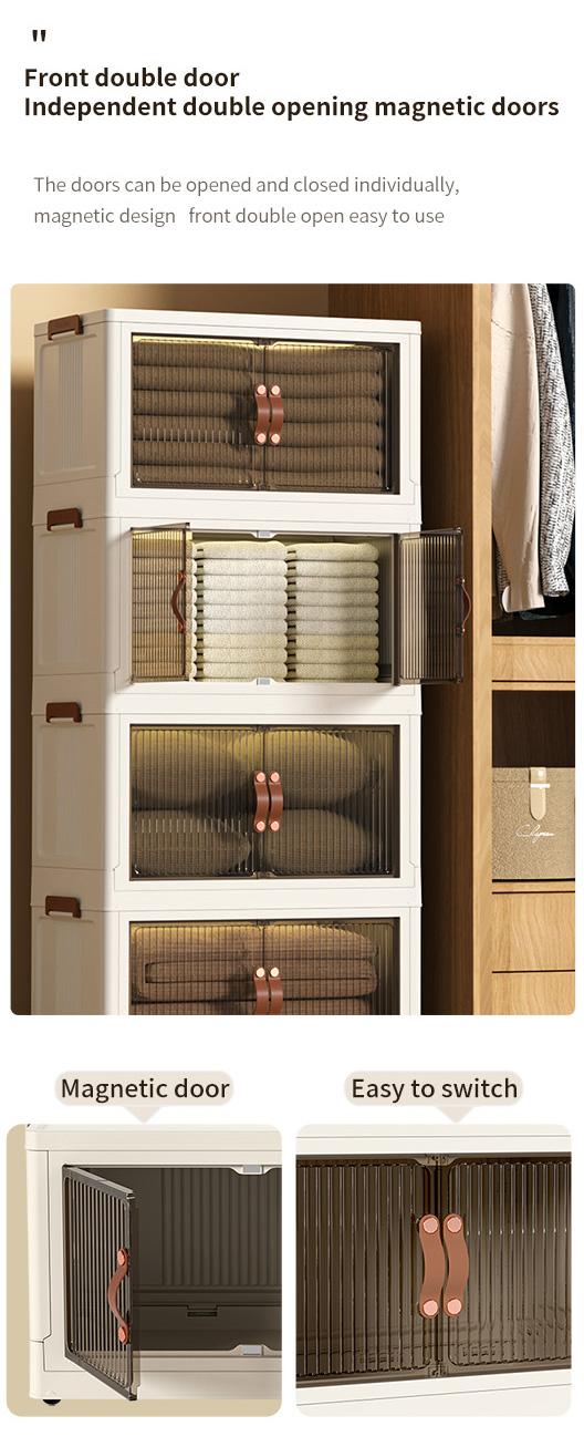 ONAIL Foldable Storage Box with Lid Stackable Household Organiser in Cream White for Kitchen Bedroom Bathroom & Warehouse Large Capacity L XL XXL Sizes