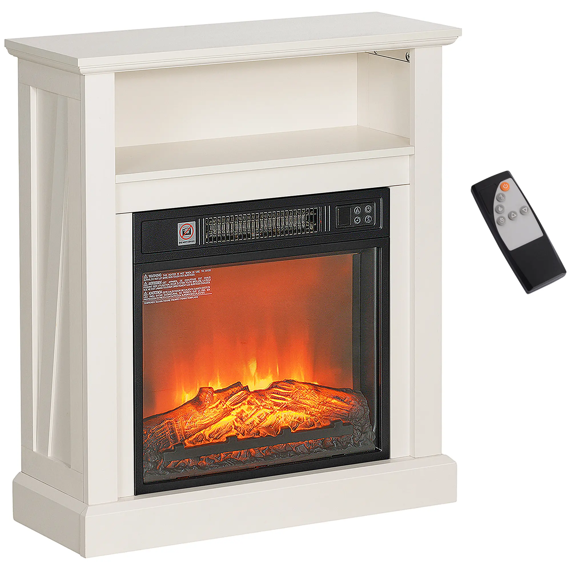 HOMCOM 27" Freestanding Electric Fireplace with Mantel Surround, 1400W Replaceable Fireplace Insert Heater with Realistic Log, Adjustable Flame Effect, Remote, Timer, for Living Room, Black