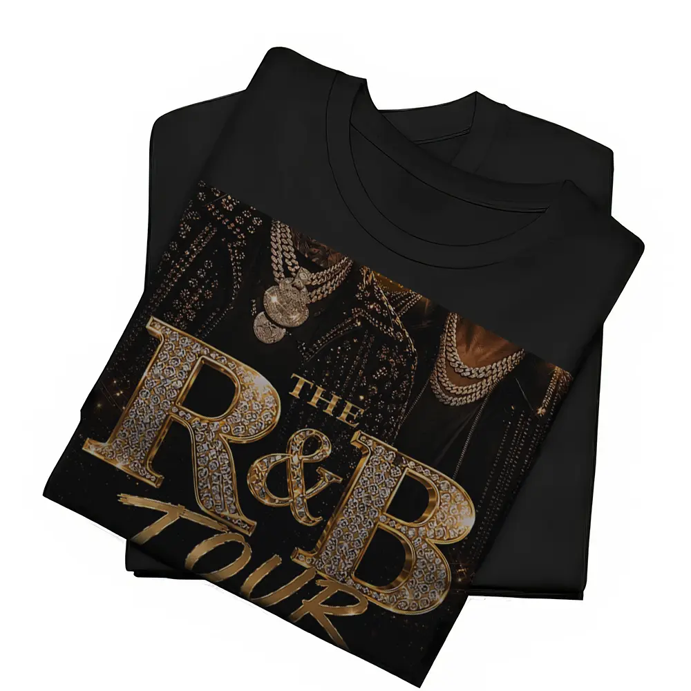 The R&B Tour T-Shirt, Bling Gold Diamond Concert Tee, Music Fan Graphic Shirt, Fashion Cotton, Full Colors, Full Sizes, For Men, For Women