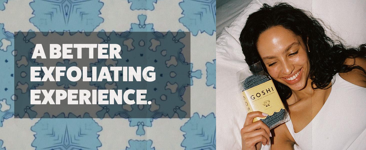 GOSHI Exfoliating Shower Sponge - Rip-Resistant, Rapid-Drying Exfoliating Bath Sponge for All Skin Types - Made in Japan