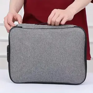 Portable Multi-Layer Document Storage Bag with Password Lock for Office and Travel Use, Water-Resistant Multi-Layer Fireproof Document Bag with Lock & Money Pouch
