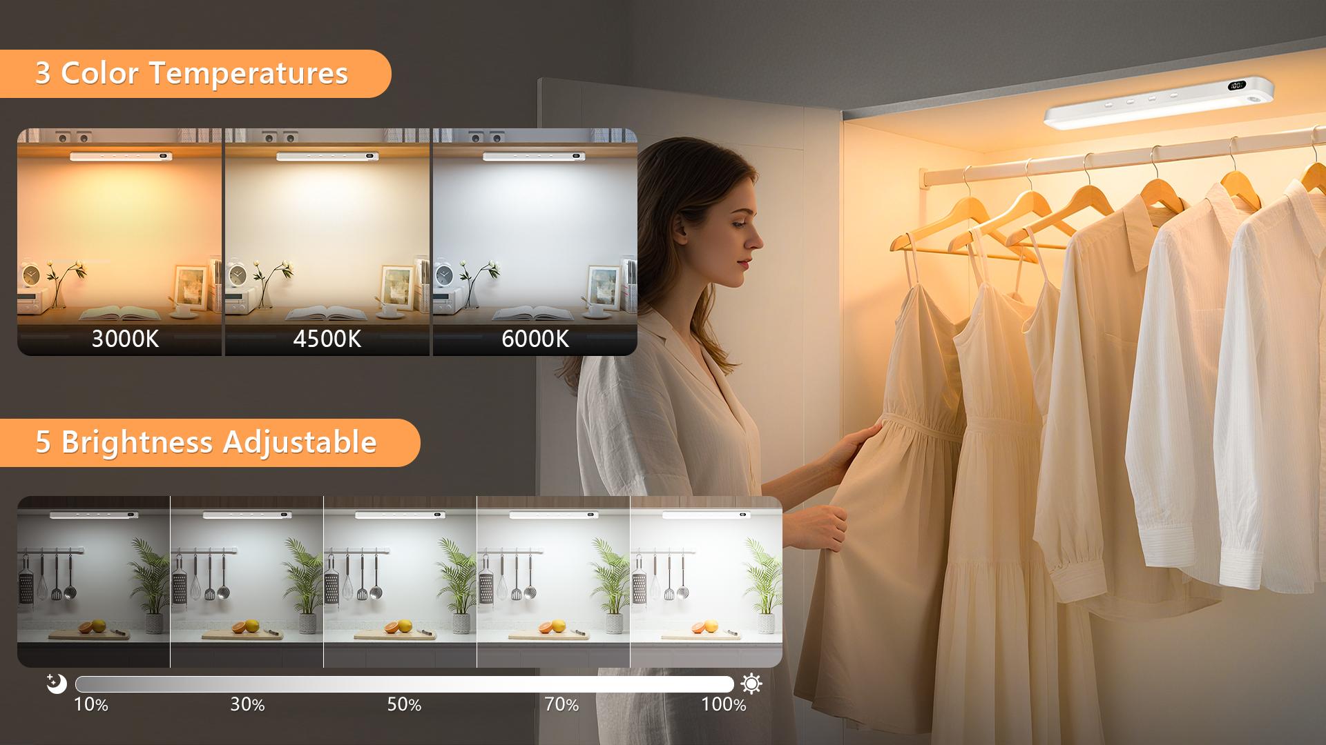 WILLED Under Cabinet & Closet Lights, Motion Sensor, Rechargeable, Magnetic, 3 Color Temps, Dimmable LED Light Bar for Indoor Kitchen Counter WILLED Under Cabinet & Closet Lights, Motion Sensor, Rechargeable, Magnetic, 3 Color Temps, Dimmable LED Light Bar for Indoor Kitchen Counter