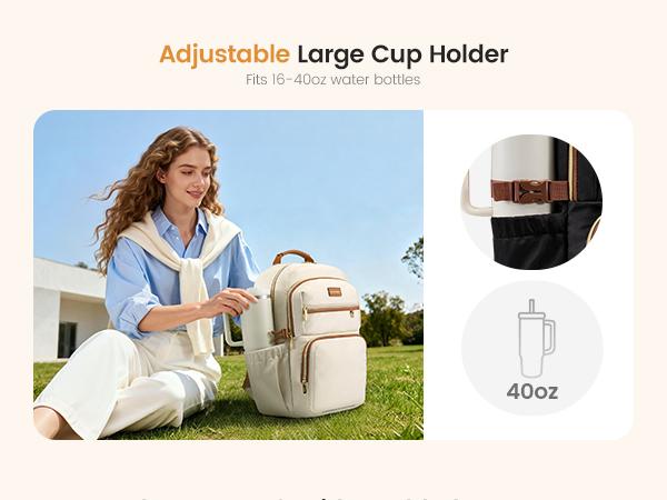LOVEVOOK Laptop Backpack for Women, 15.6 Inch Travel Backpack with Giant Tumbler Holder Pocket, Multi-Pocket College School Bookbag Purse, Water-Resistant Work Daypack for Teacher Nurse