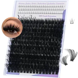 Lash Clusters with Bottom Lashes Thick 200D Volume Individual Lashes 12-25mm Wispy Eyelash Clusters D Curly Cluster Eyelash Extensions 264pcs DIY Lash Extension for Beginners