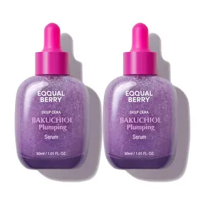 EQQUALBERRY Bakuchiol Plumping Face Serum 2Pcs - Retinol Natural Alternative for Sensitive Skin, with Niacinamide & Hyaluronic Acid, Pore & Wrinkle Korean Skin Care (1.01oz / 30ml)