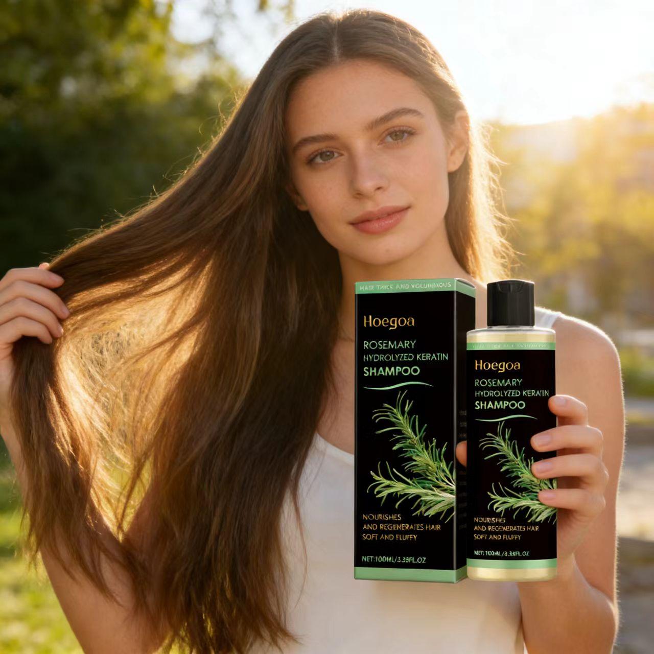 Hoegoa Rosemary Thickening Shampoo, Plant-Based Oil Control Nourishing Moisturizing Repair Fluffy Refreshing Shampoo