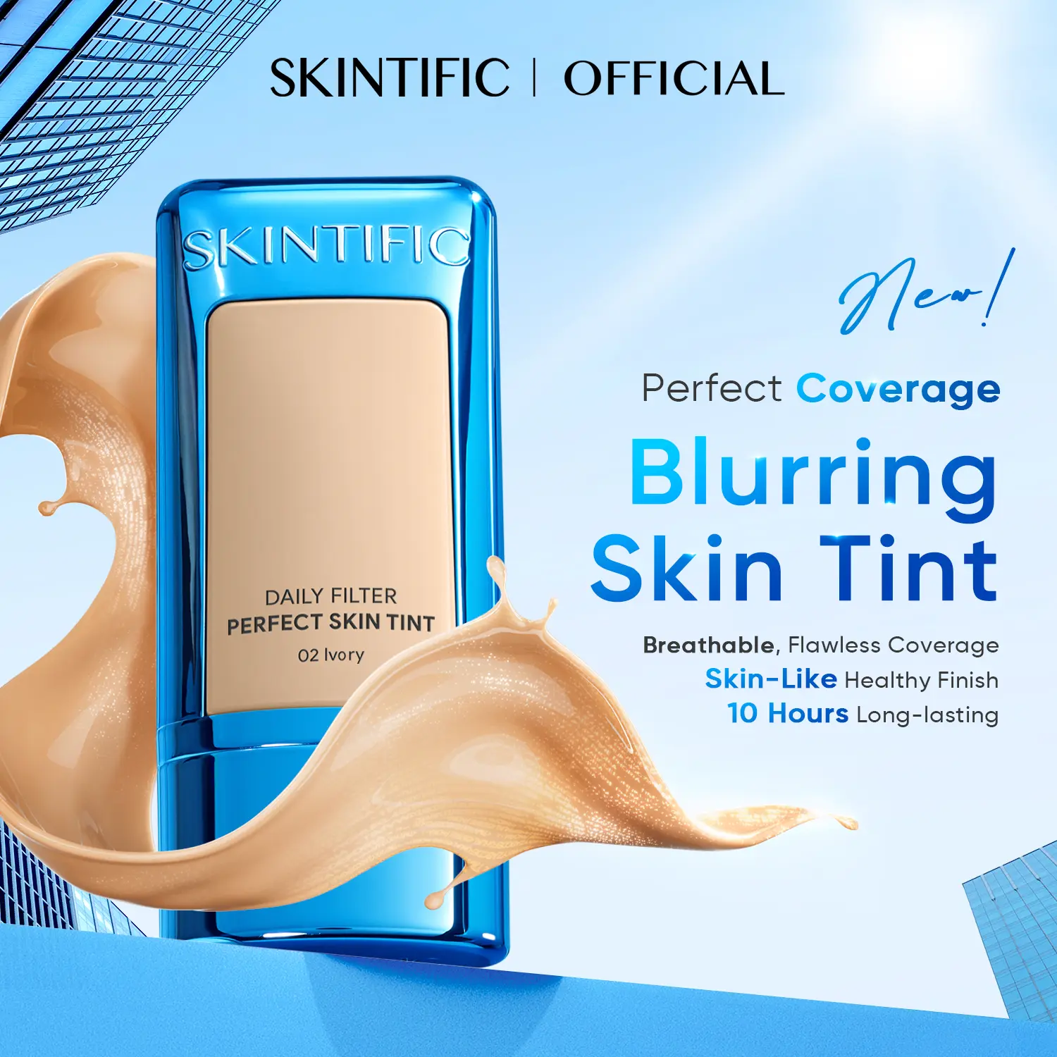 [New Shade Launch] SKINTIFIC Daily Filter Perfect Skin Tint - 10H Longwear & Breathable Formula with Squalane & Panthenol, Natural Flawless Finish in 30s