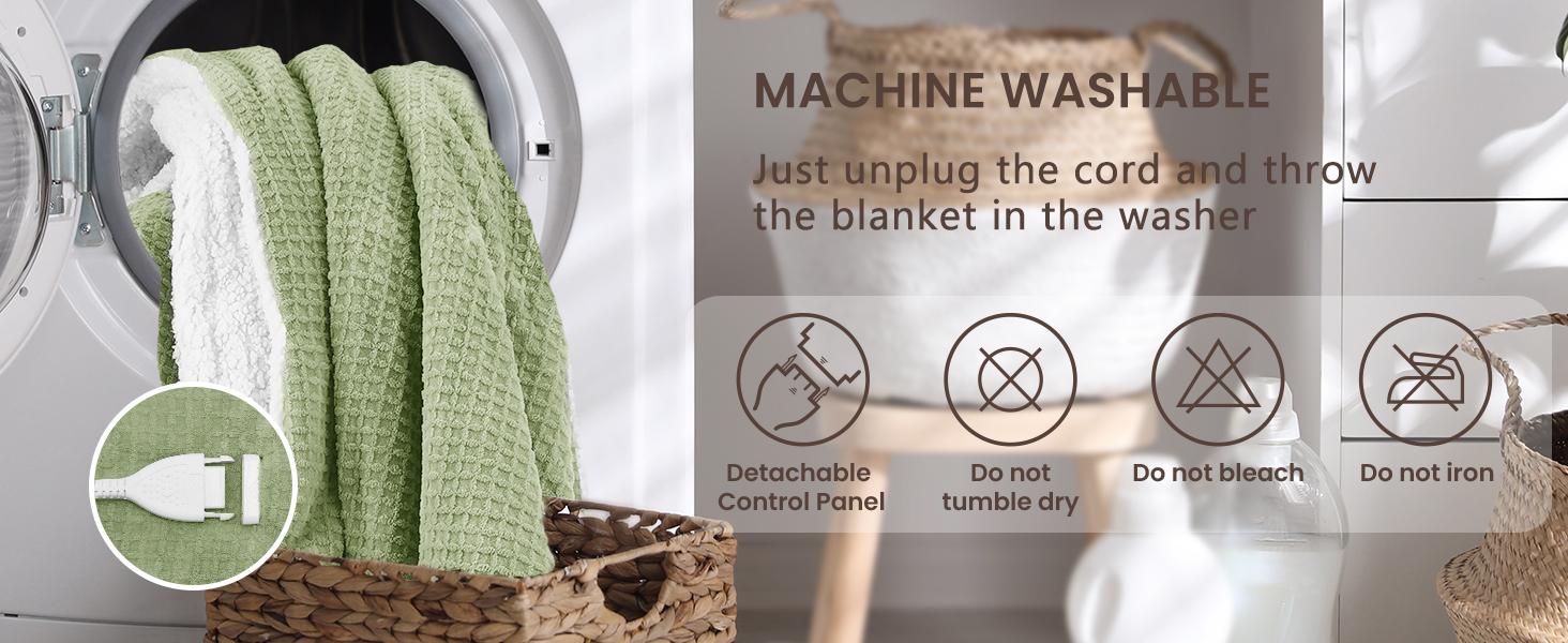 【Buy 2 get 1 poker blanket free】BLUNIQUE Heated Electric Waffle Sherpa Fleece Blanket Fast Heating 6 Levels 4H Auto-Off ETL-Certified Premium Waffle Sherpa Electric Blanket Automatic