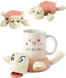 Clearance Special 3D Printed Tortoise Coaster Cup Holder Interactive Eye Pop-Up Design Home Kitchen Decor Prank Gift for Tortoise Lovers in Pink Light Green and Gold Colors Kids Birthday Party Decoration camp gear