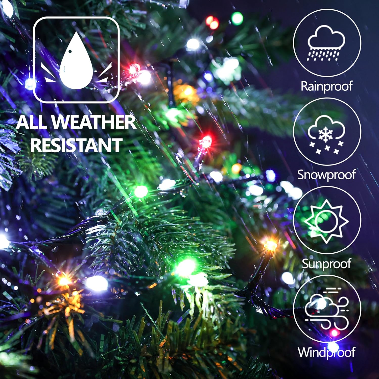30FT Outdoor Water Flowing Lights - 240 LEDs Christmas Multicolor String Lights with 8 Basic Modes + 6 Flowing Modes,Outdoor Waterproof Timmer Memory Function Patio Lights
