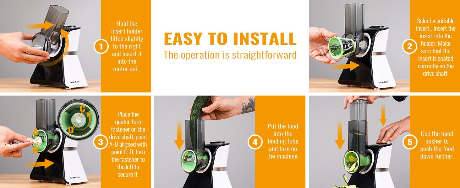 Electric Rotary Grater Salad Shooter - 5-In-1 Multi-Functional Cheese Grater with Safety Push Bar, One-Touch Operation, and Interchangeable Cones Vegetable Slicer Vegetable Cutter Kitchen Utensils small kitchen gadgets