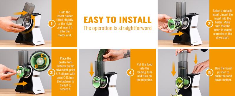 Electric Rotary Grater Salad Shooter - 5-In-1 Multi-Functional Cheese Grater with Safety Push Bar, One-Touch Operation, and Interchangeable Cones Vegetable Slicer Vegetable Cutter Kitchen Utensils small kitchen gadgets