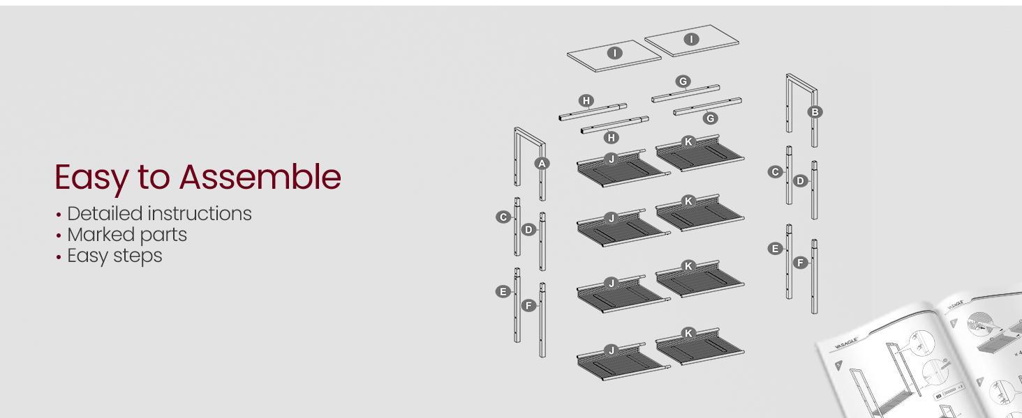SONGMICS HOME Shoe Rack , Shoe Storage Shelves, 16-20 Pairs Shoe Organizer, Sturdy Wooden Top Steel Frame, Free Standing, Industrial