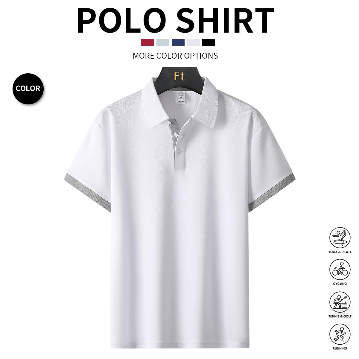 Pack of 4 Men's Business Casual Polo Shirts, Formal & Everyday Dress Shirts, Machine Washable for Office & Party Attire, Summer Season Fashion, Trendy Menswear