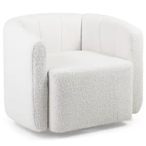 Curved Upholstered Sherpa Accent Chair