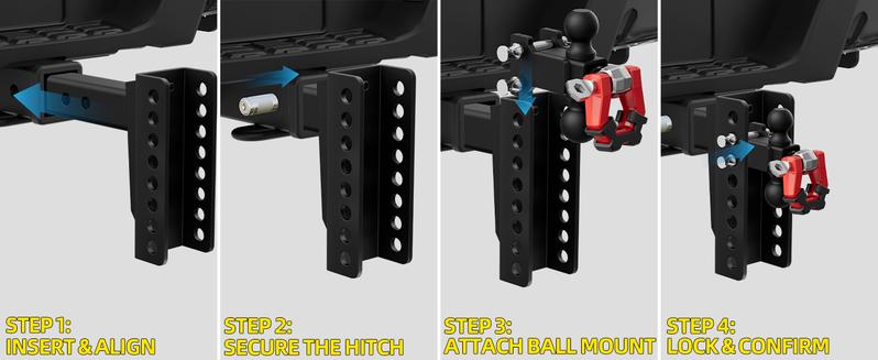 WhaleMotor 6 Inch Drop Adjustable Trailer Hitch - Fit 2 Inch Receiver Dual Ball Mount with Shackle, 10,000 LBS GTW, Anti-Theft Keyed Locks, Integrated Trailer Muffler & Rub Pads for Noise Reduction WhaleMotor 6 Inch Drop Adjustable Trailer Hitch - Fit 2 Inch Receiver Dual Ball Mount with Shackle, 10,000 LBS GTW, Anti-Theft Keyed Locks, Integrated Trailer Muffler & Rub Pads for Noise Reduction