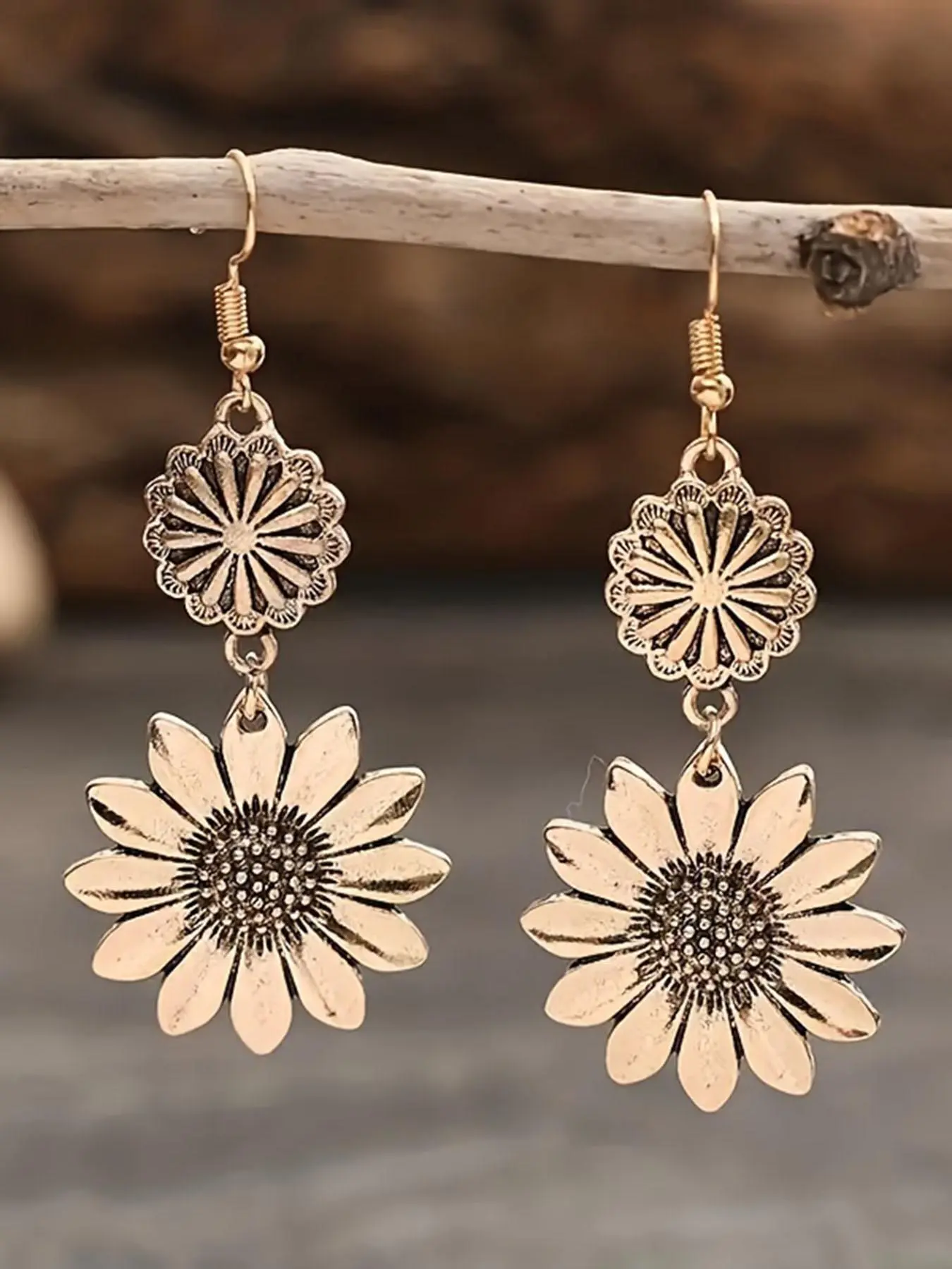Vintage Sunflower Design Dangle Earrings, Bohemian Earrings, Fashionable Pendants Jewelry for Women for Party, Daily Clothing Decor, Trendy All-match & Exquisite Jewelry for Birthday Gift