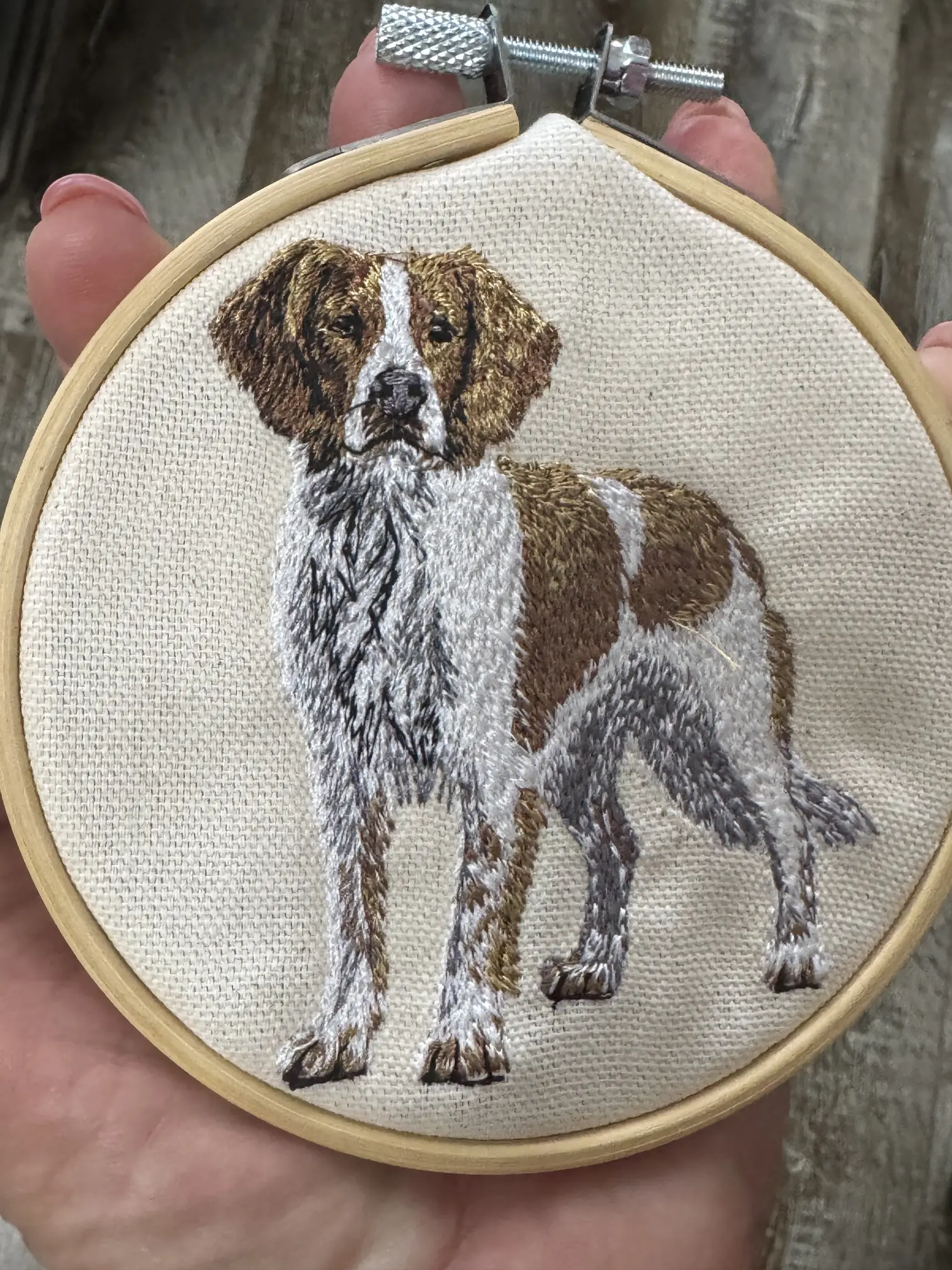 Handmade Classical Round Shape Fabric Embroidered Pet Portrait - Decorative Unframed Embroidery Hoop Home Decor, Thoughtful Gift for Dog Lovers