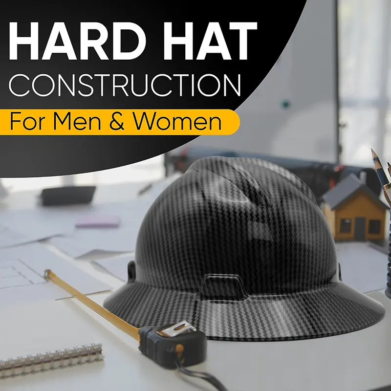 Handcrafted Carbon Fiber Safety Helmet, Ultra-Lightweight Hard Material Construction Gear for Blue-Collar Workers, New Hard Hat Design, Safety Gear, Full Brim Hard Hat