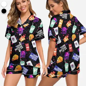 Taco Bell pajamas set, Cute Funny Taco Bell Loungewear, womenswear, Premium Satin Pajamas, Gift For Her