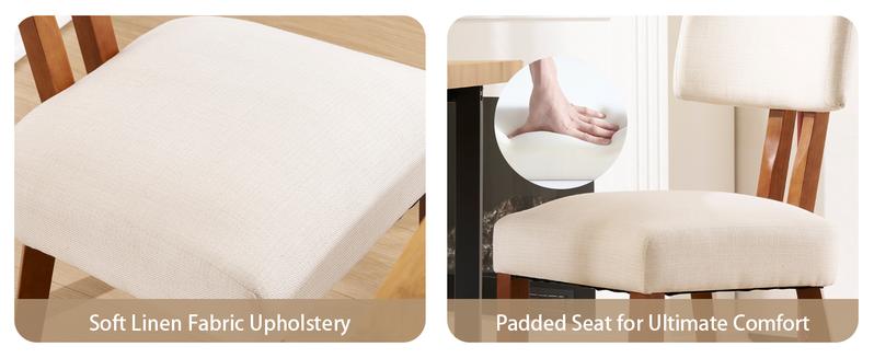 MOJAY Dining Chairs Set of 4, Mid Century Modern Kitchen Chair Linen Fabric Side Chairs with Curved Backrest for Kitchen, Dining Room, Restaurant, or Patio, Off-White MOJAY Dining Chairs Set of 4, Mid Century Modern Kitchen Chair Linen Fabric Side Chairs with Curved Backrest for Kitchen, Dining Room, Restaurant, or Patio, Off-White