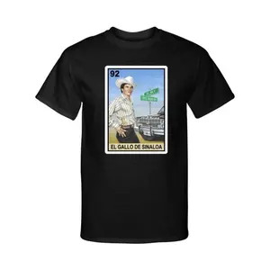 Cotton Chalino Sanchez El Gallo De Sinaloa T Shirt Mexican Loteria Bingo Corrido Graphic Tee