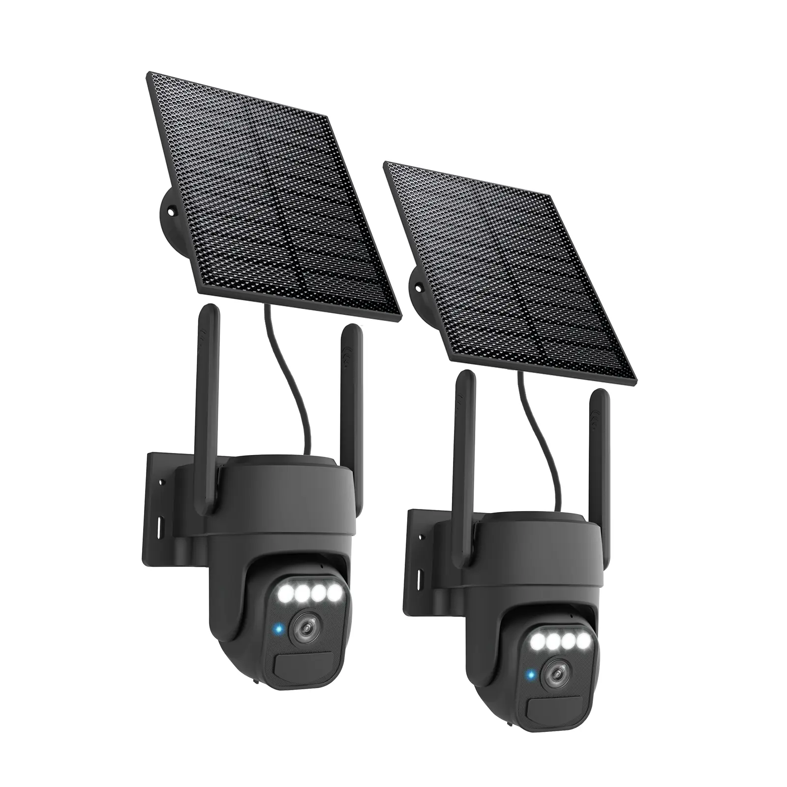 Wireless Solar Security Camera Outdoor 2 Packs, Wi-Fi Camera with Motion Detection, Pan & Tilt Control, Two-Way Audio, Color Night Vision, IP65 Waterproof