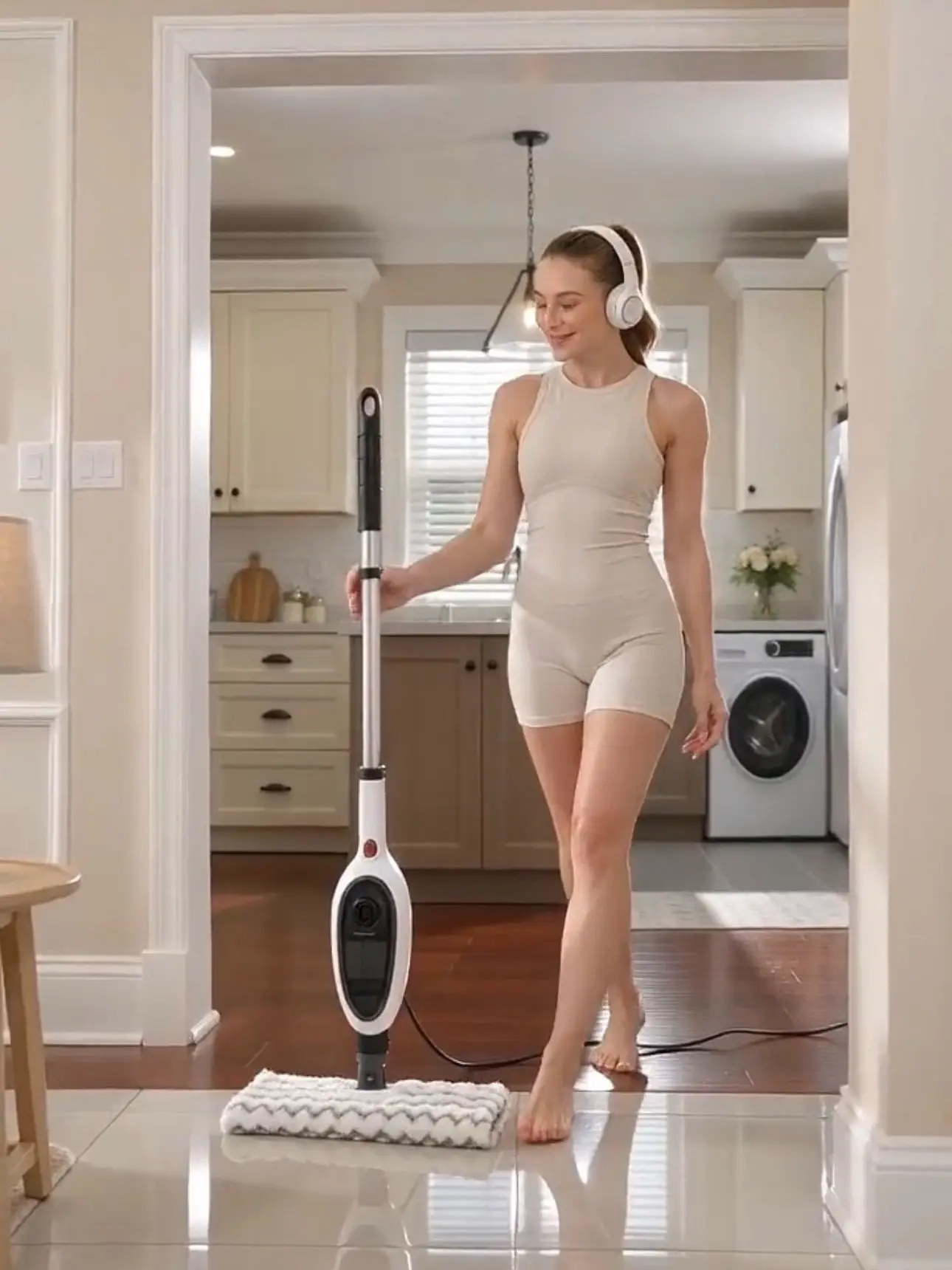 Handheld Corded Electric Steam Mop with Lightweight Steel Frame - 15s Fast Heat Floor Steamer Machine, Detachable Handle & Detachable Parts, 8 Attachments, 2 Double-Side Microfiber Pads for Hardwood Floors, Kitchen Spaces