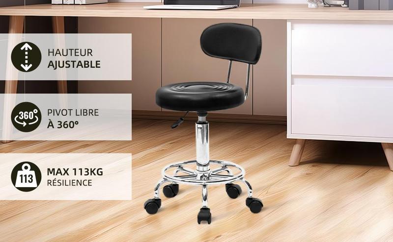 【Valentine's Day gifts】Karlhome Round Adjustable Salon Stools (2 Versions Available) - Backrest-Included & Backrest-Free Options, Black & White Color Choices, Ideal for Bar Counter & Study Room, chair Pu Leather Chair 【Valentine's Day gifts】Karlhome Round Adjustable Salon Stools (2 Versions Available) - Backrest-Included & Backrest-Free Options, Black & White Color Choices, Ideal for Bar Counter & Study Room, chair Pu Leather Chair