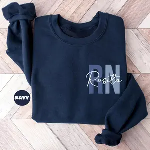 Custom Registered Nurse Sweatshirt or T-Shirt With Name, Personalized RN Pocket Hoodie, Nurse Life Outfit, Nurse Appreciation Clothing, Cute Nurse Gift