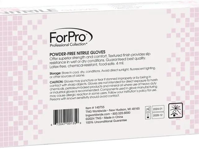Disposable Nitrile Gloves, Chemical Resistant, Powder-Free, Latex-Free, Food Safe, 4 Mil Thick, Pink Medium Size, Pack of 100