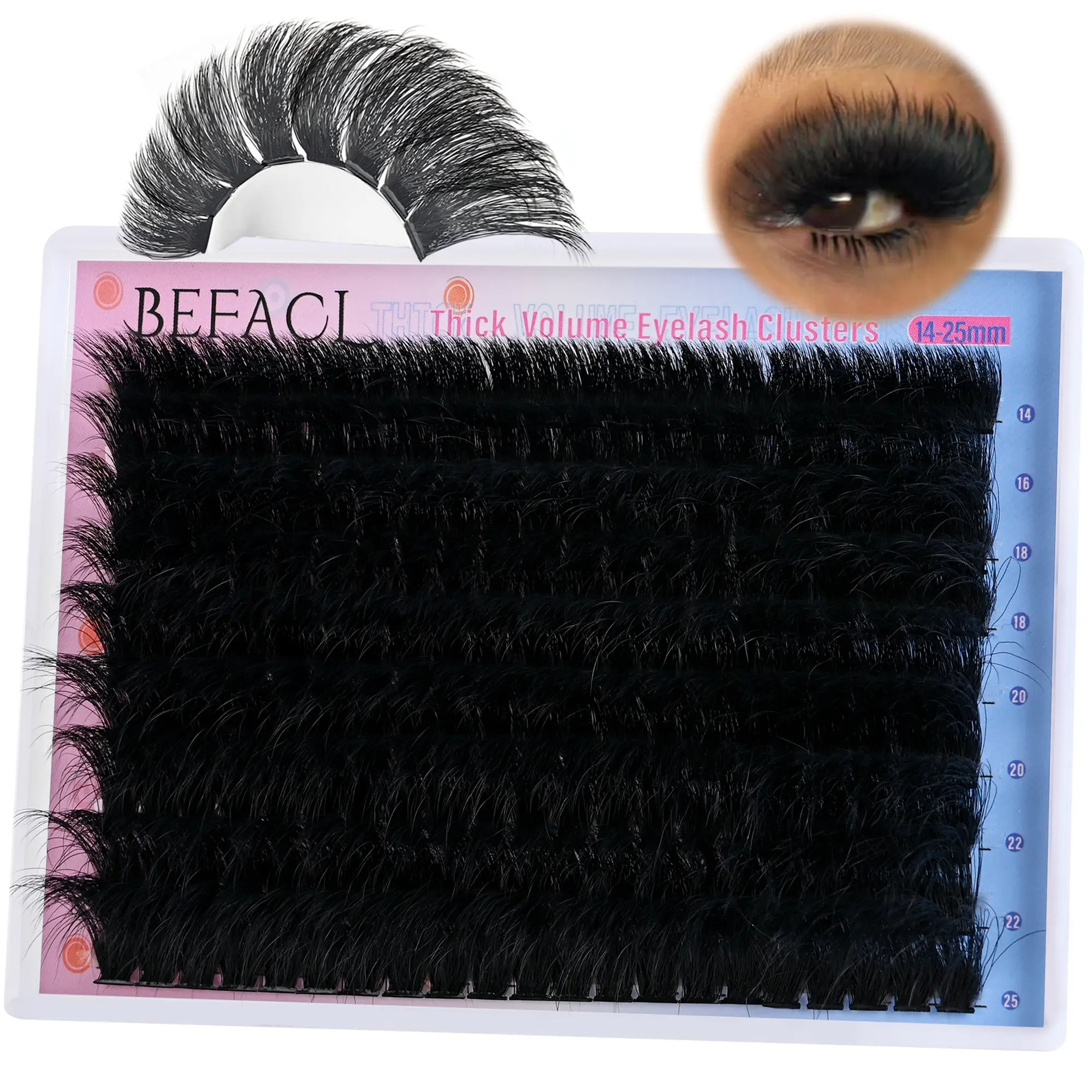 BEFACL Cosmetic D Curl Cluster Lashes Extensions, 280D 14-25mm Individual DIY Mega Volume Dramatic False Eyelashes for Makeup, Eyelashes Extensions, Lash Cluster