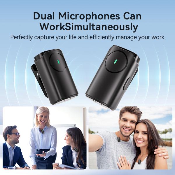 Holiday Haul Wireless Lavalier Mic with AI Denoising & One-Click ，support for iPhone  Android with charging case audio smartphone audio smartphone,For content creators