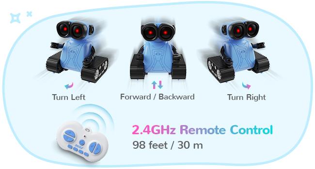 Sgile Remote Control Robot Toys with Music, LED Emojis Eyes, Auto-Demonstration, RC Rechargeable Emo Robot for Kids 3-7 Years Old, Gift