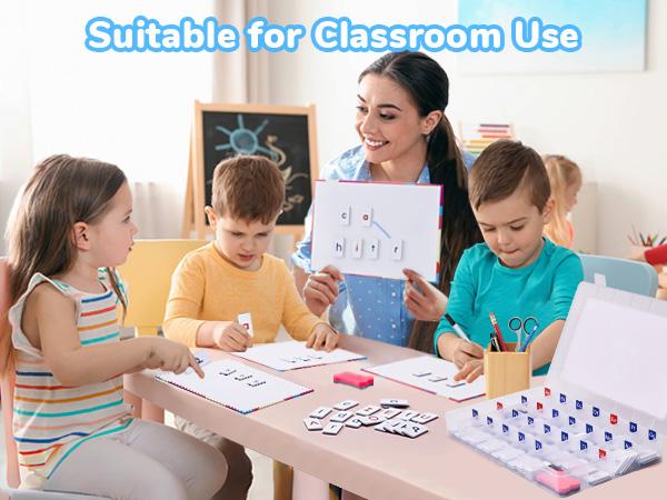 JoyCat Classroom Magnetic Letter Tiles for Phonics and Spelling, 234 Foam Alphabet Tiles Magnetic Letters with Double-Side Magnet Board & Storage Case
