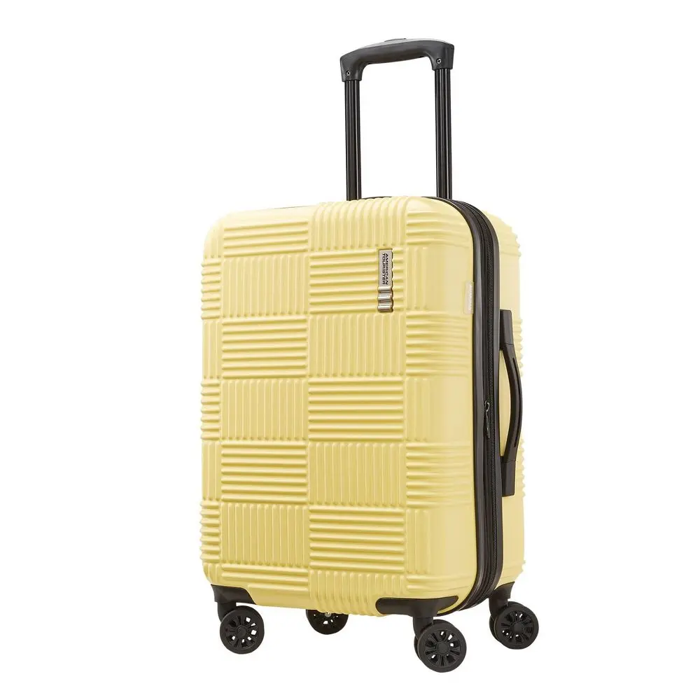 American Tourister NXT Checkered Hardside Carry On Spinner Suitcase - Yellow