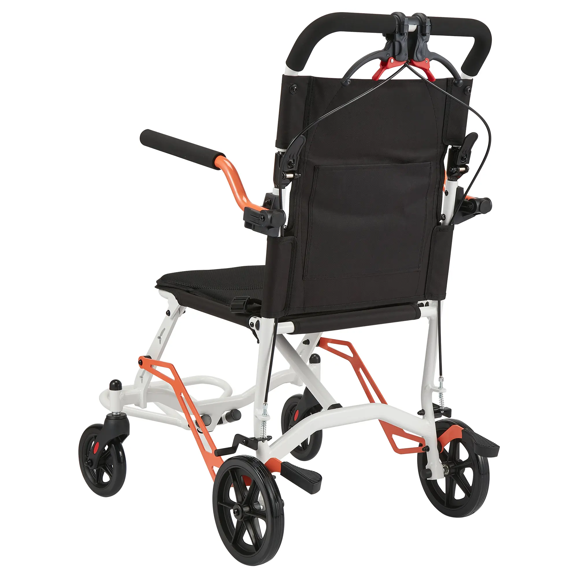 Ultra Lightweight Foldable Transport Chair for Adults - 18 lbs Aluminum Alloy Frame - 16.2" Narrow Seat - Compact Fold Design - PVC Tires - Removable Armrests & Footrests - Locking Handbrake - 220 lbs Capacity