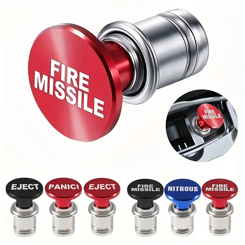 Eject Fire Missiles Button Car Cigarette Lighter, 12V Replacement, Car Interior Decoration for Most Vehicles car  charms