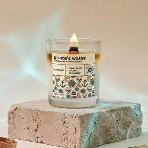Pirate's Water Scented Candle - Theme Park Ride Inspired - Handmade in The USA, Vegan, and Cruelty-Free | 8 oz. 60 Hour Burn | Magical Theme Park Inspired | Notes of Sea Salt & Gunpowder