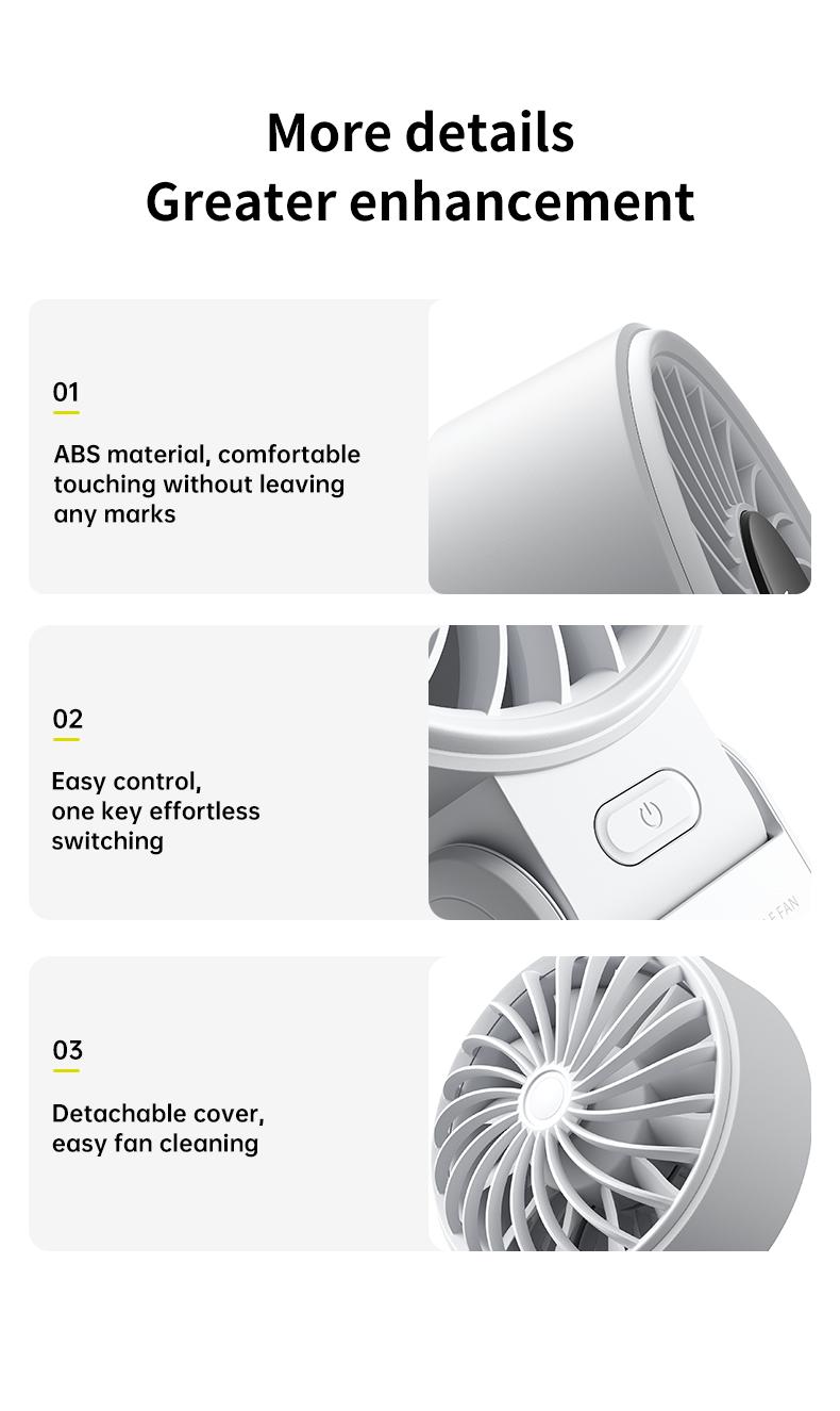 JISULIFE Portable Folded Fan 5000mAh 5 Gears Strong Wind 19.5H Cooling 3-IN-1 Hand Desk Neck Fan for Travel Concert Summer Essentials